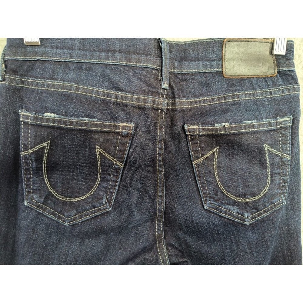 True Religion Brand Jeans Womens 26‎ Skinny Blue Distressed Pocket - Picture 6 of 14